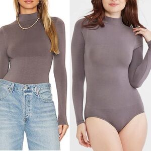 YUMMIE Revolve‎ Madelyn mock neck long sleeve shaping bodysuit Dusty Mink S/M